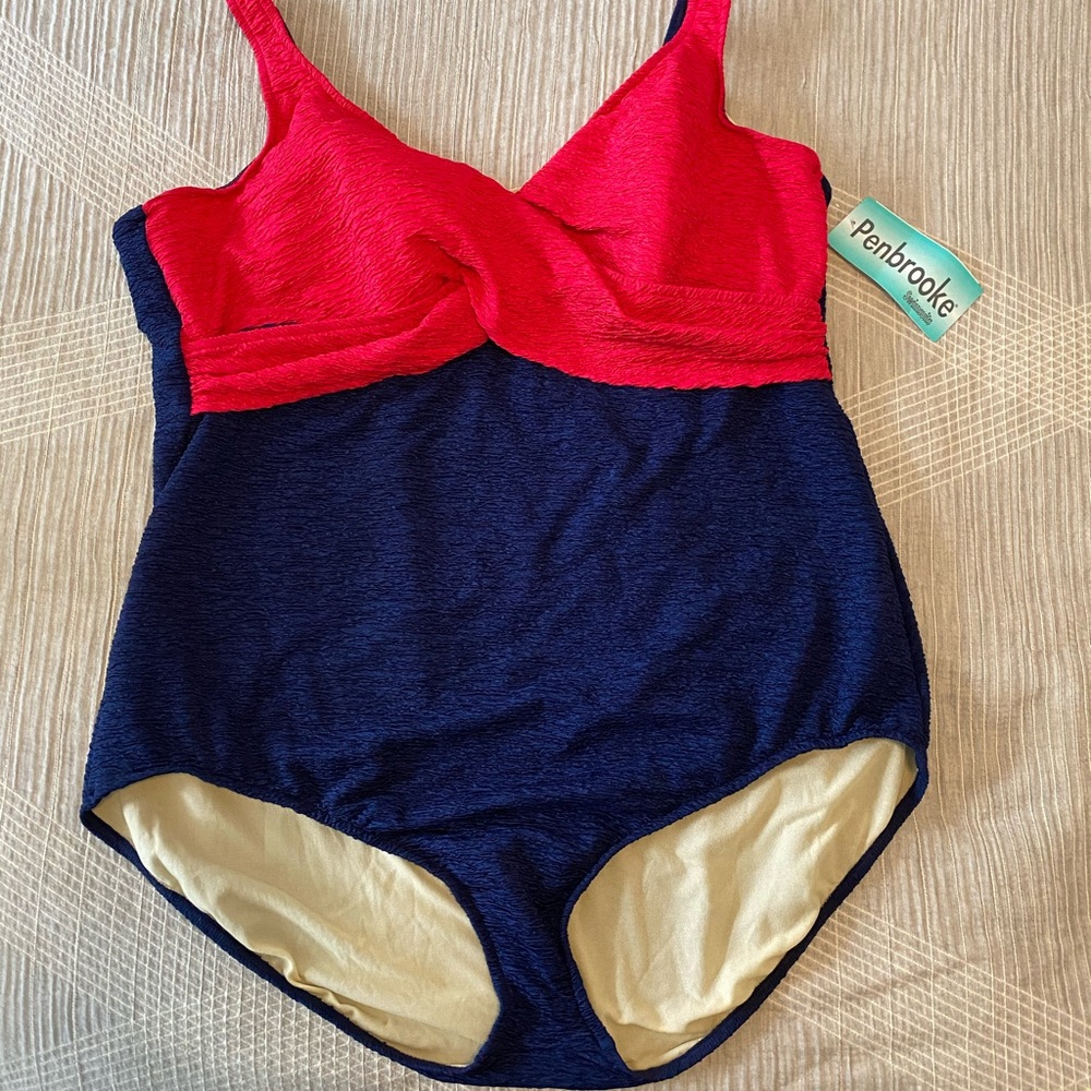NWT Penbrooke plus size 34W one piece swim suit